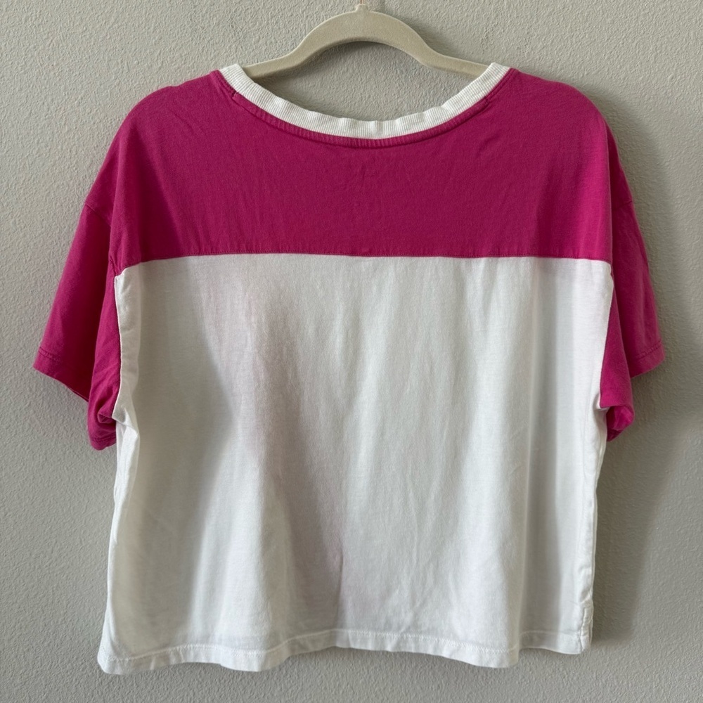 Maeve by Anthropologie Pink Color Block Boxy T-Shirt Small - Picture 4 of 4